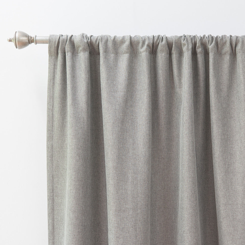 Faux Linen Blackout Curtain, Gray, 52"x84"