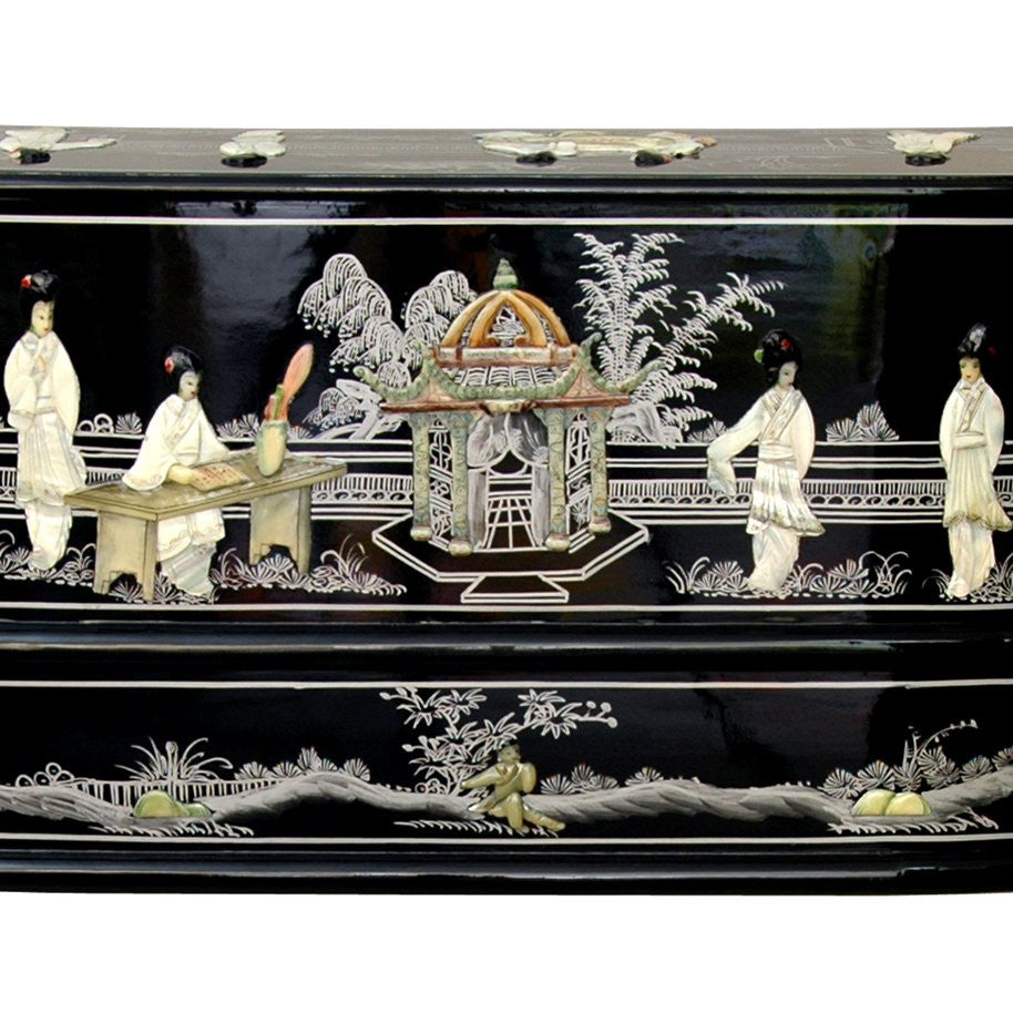 Black Lacquer Ladies Desk With Mother of Pearl