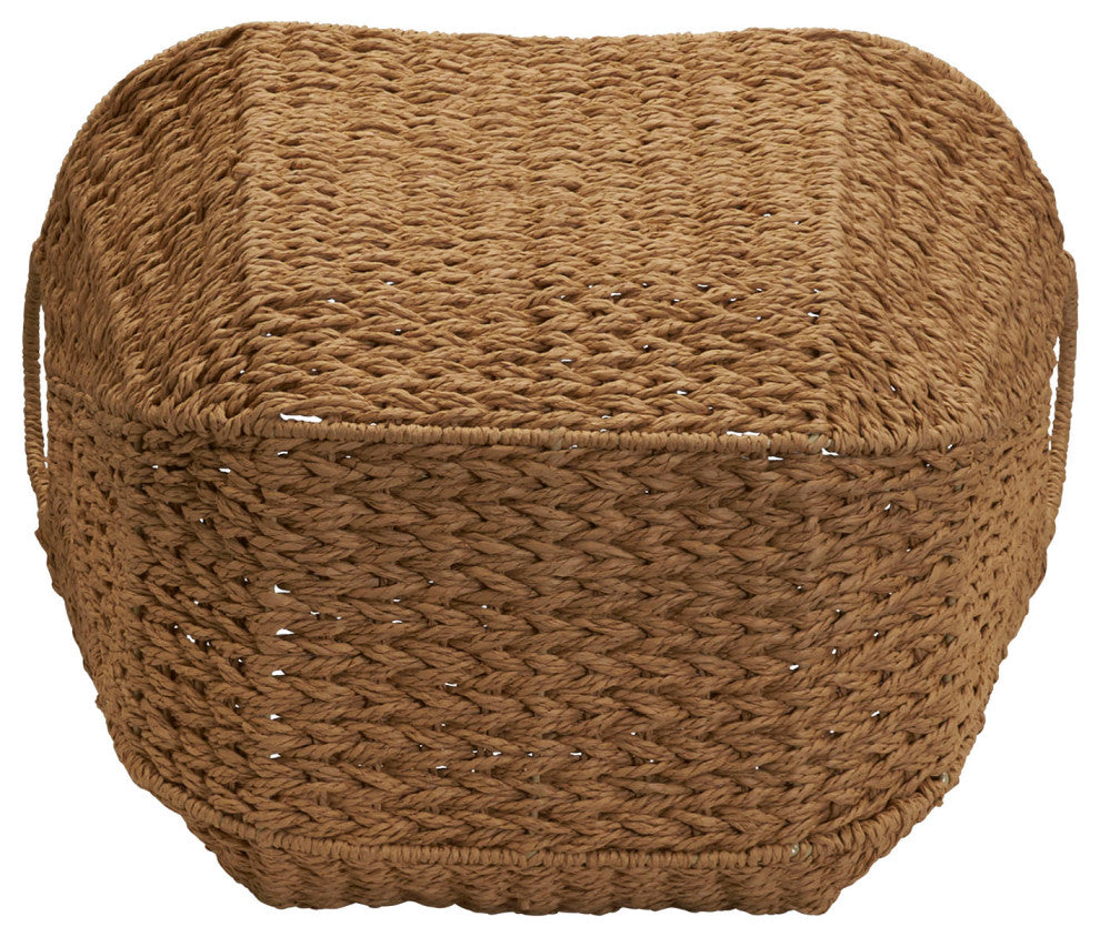 Natural Paper Rope Basket With Handles