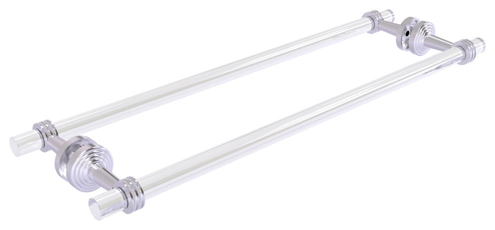 Pacific Beach 30" Dotted Back to Back Shower Door Towel Bar, Satin Chrome