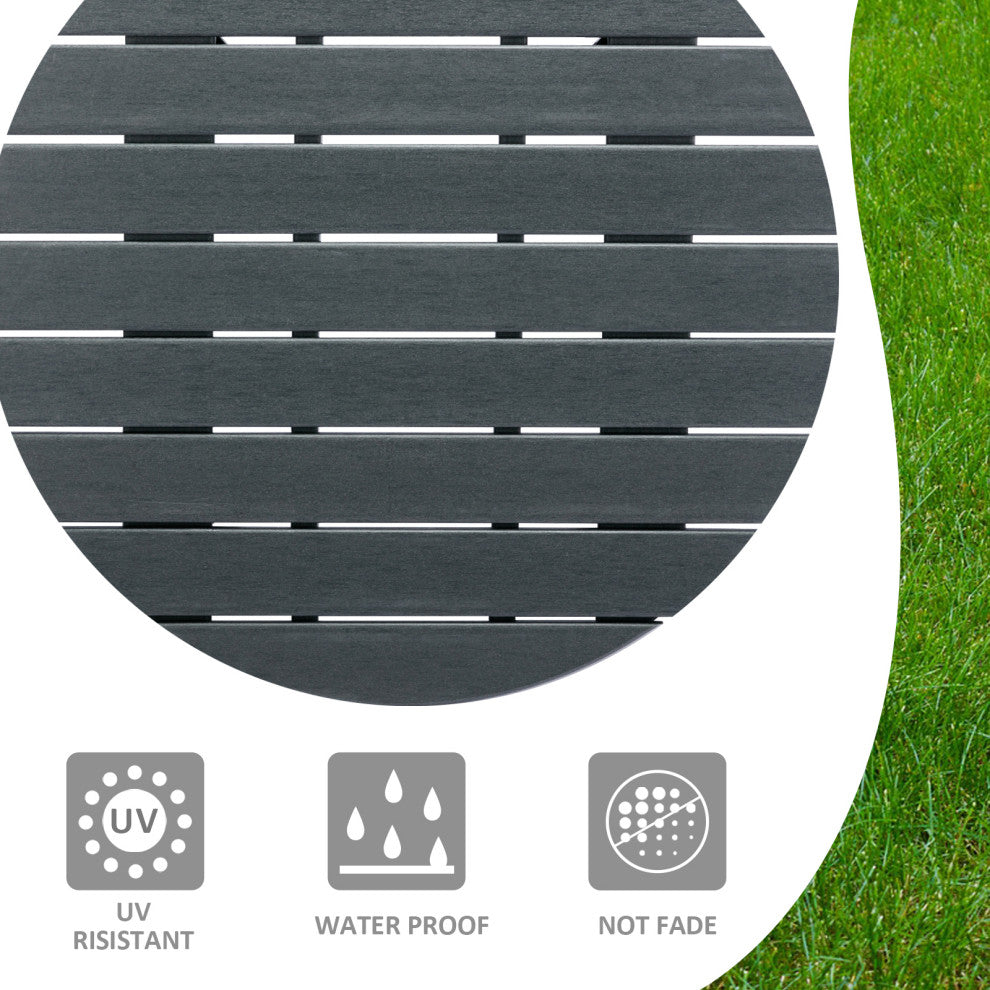32''D Patio Outdoor Round Coffee Tables, Adirondack Table, Grey
