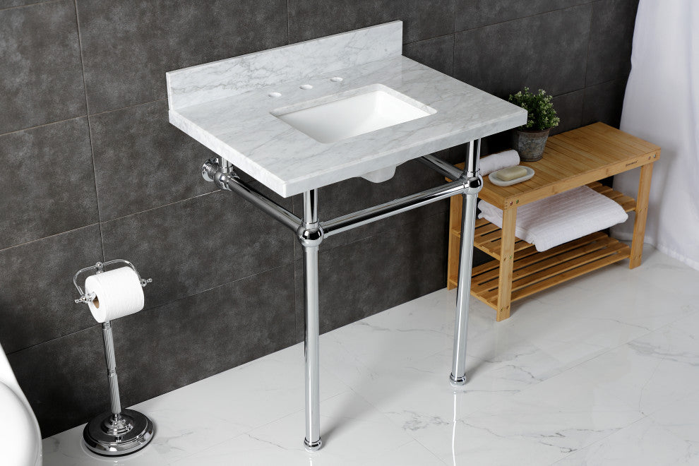 KVBH3022M8SQ1 30" Console Sink with Brass Legs (8-Inch, 3 Hole)