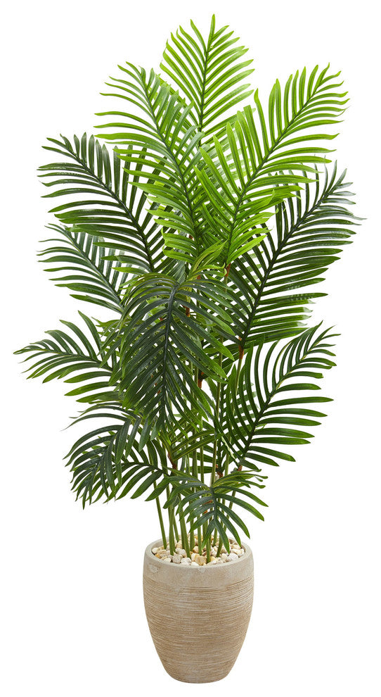 Nearly Natural 5'' Paradise Palm Artificial Tree in Sand Colored Planter