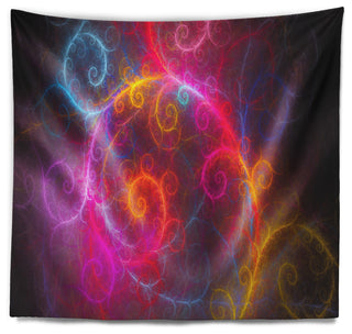 Beautiful Pink Pattern on Black Abstract Wall Tapestry, 60"x50"