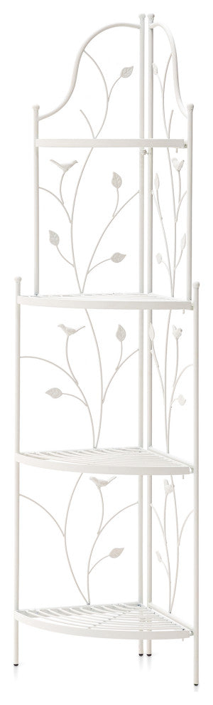 52"H 4-Tiered Metal Corner Shelf Plant Stand, White