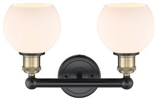 Athens 2-Light 15" Bath Vanity Light, Black Antique Brass, Matte White