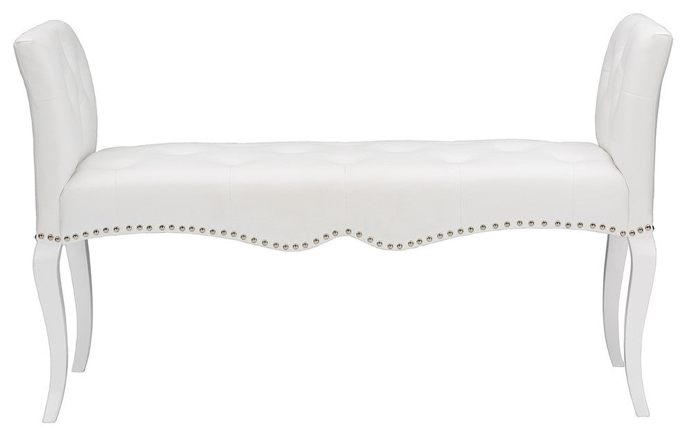 Kristy White Faux Leather Classic Seating Bench