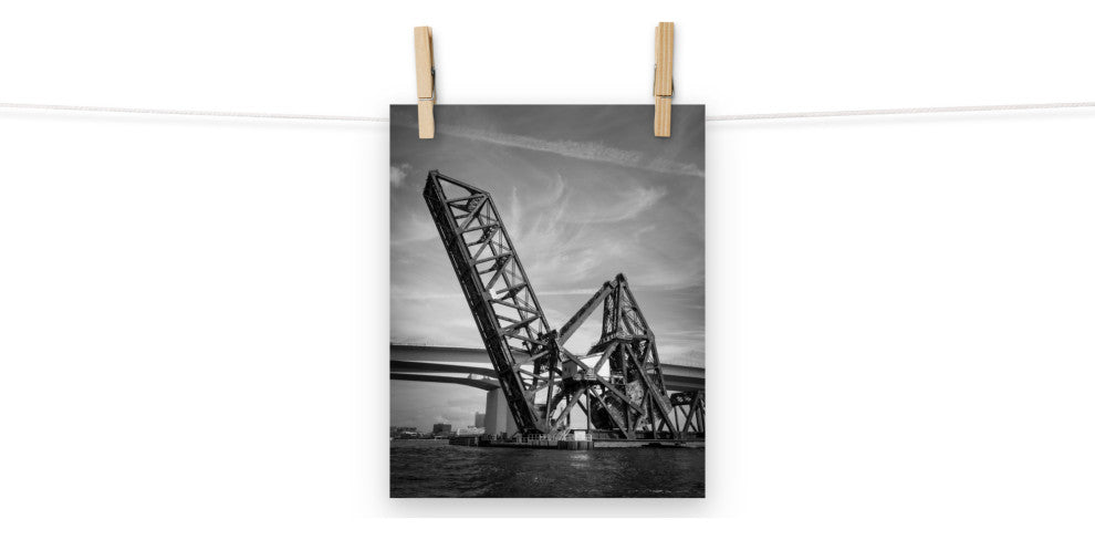 Modern Industrial Wall Decor: Train Drawbridge 2 Black & White Photo, 8" X 10"