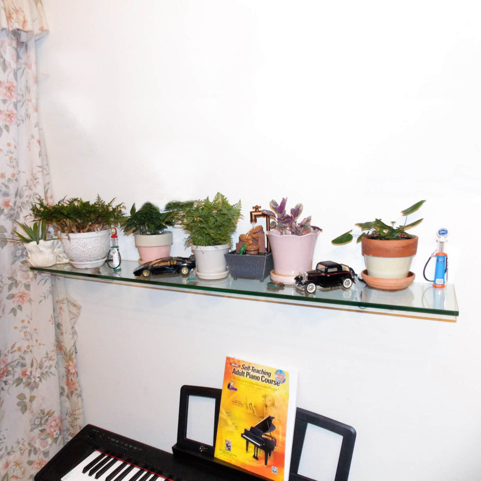 Rectangle Floating Glass Shelf Kit 8 X 24 - Clear