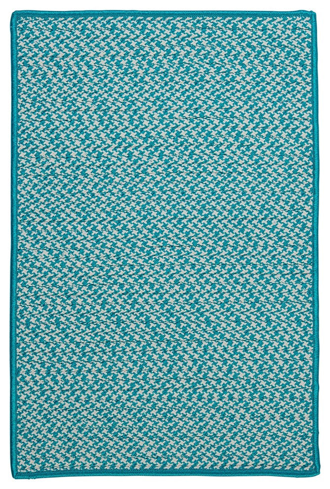 Outdoor Houndstooth Tweed Rug, Turquoise, 14"x17" Swatch Sample