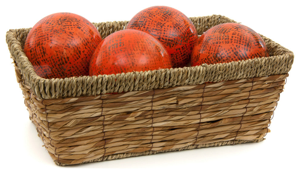 4" Sponged Dark Orange Porcelain Ball Set