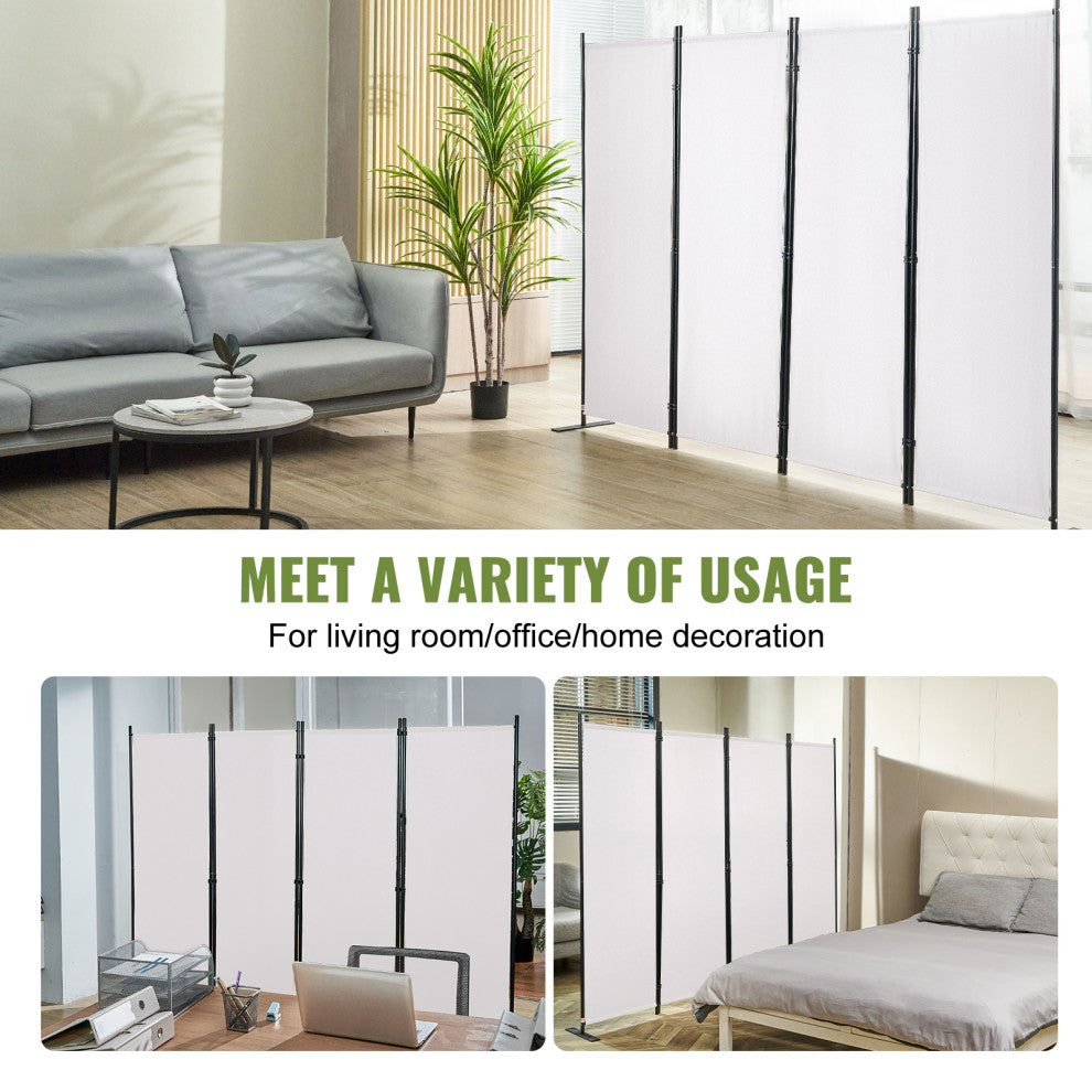 VEVOR Room Divider 4-Panel Folding Privacy Screen 88.2"x11.8"x67.3" White