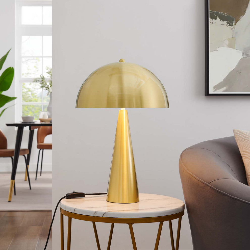 Selena Metal Table Lamp, Satin Brass