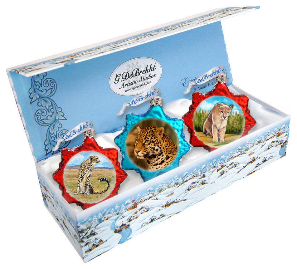 Big Cats, Set of 3 Ornaments