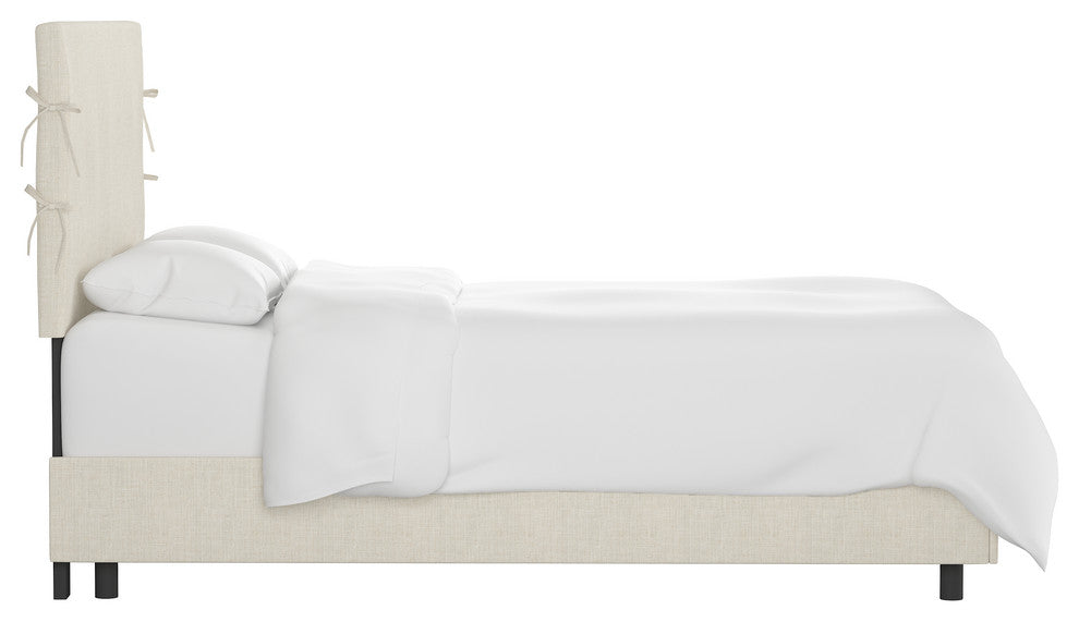 Bern Queen Slipcover Bed With Ties, Linen Talc