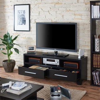 Furniture of America Porcardo Wood 2-Drawer 60" TV Stand in Black
