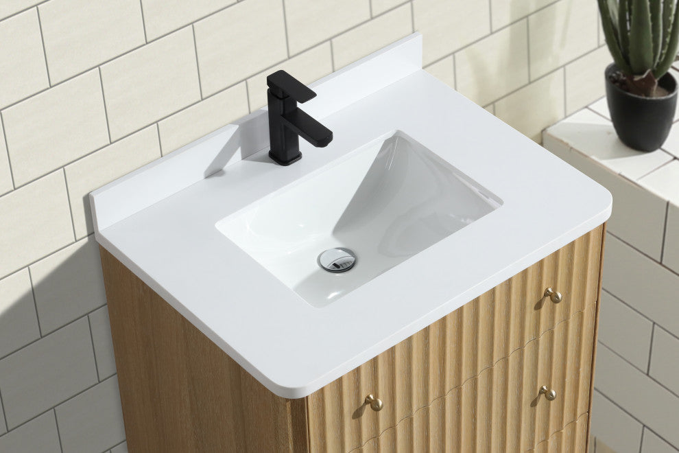 La Jolla Bathroom Vanity, Washed Oak, 30", Single Sink, Freestanding