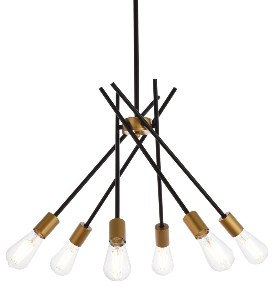 Louis 23" Pendant, Black and Brass