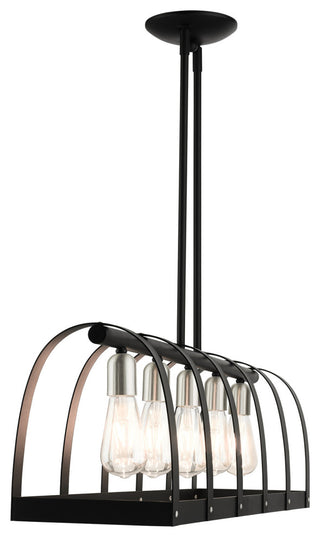 Textured Black Mid Century Modern, Industrial, Vintage, Rustic Linear Chandelier
