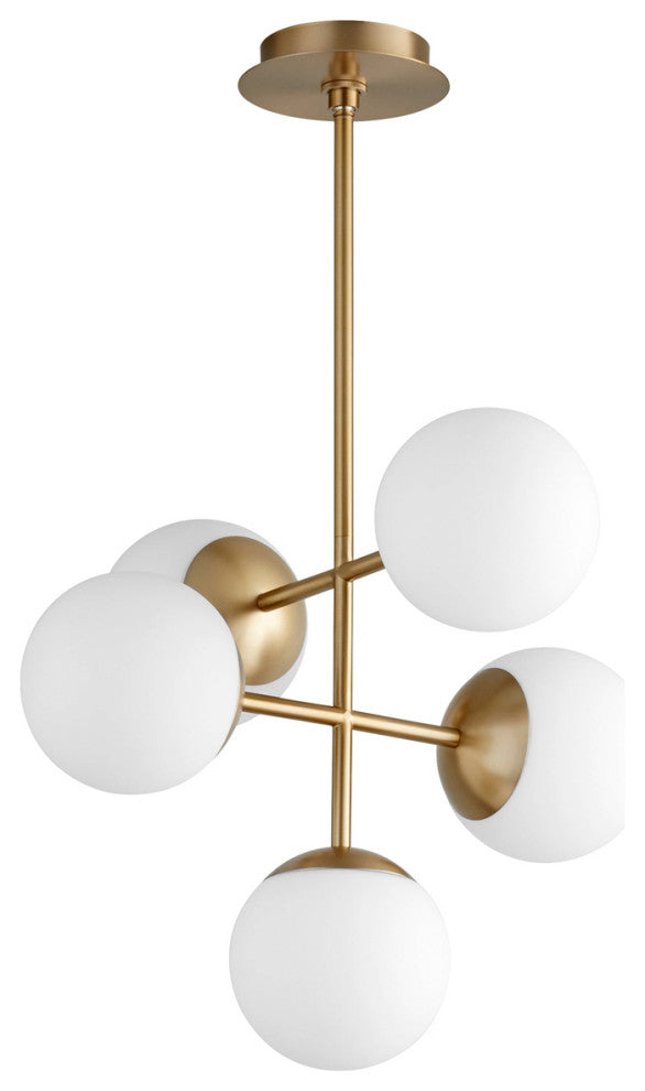 Oxygen Lighting 3-680-40 Nebula 5-Light Pendant Light, Aged Brass