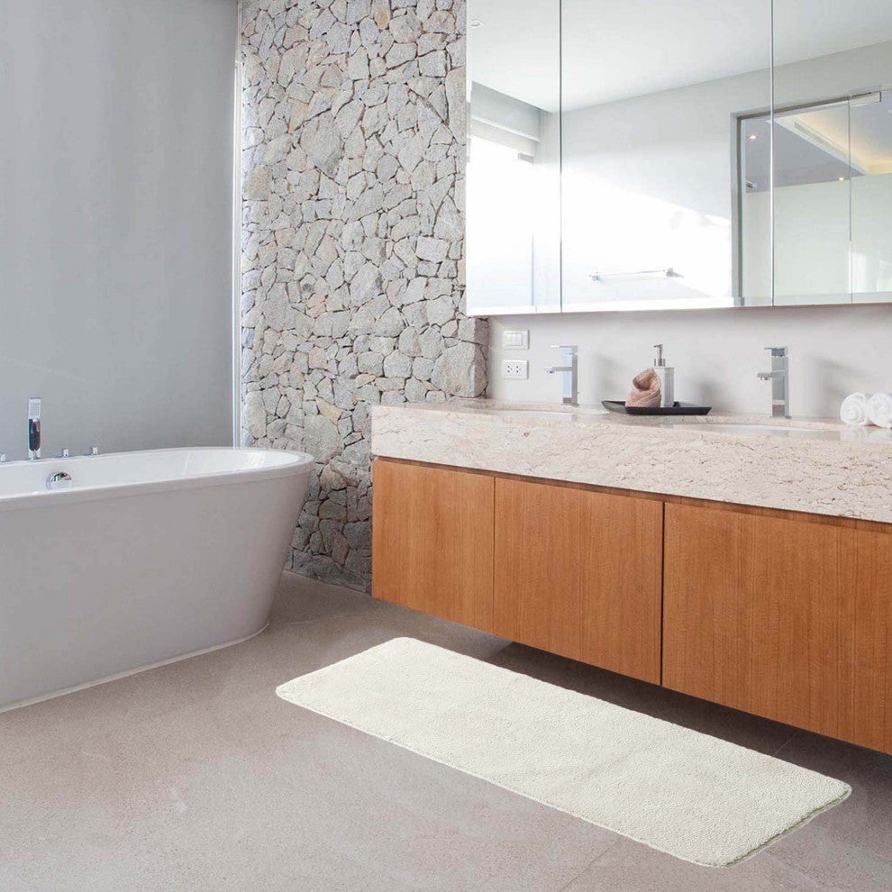 Microfiber Polyester Double Sink Bath Mat Runner - 48"L x 20"W, Off White