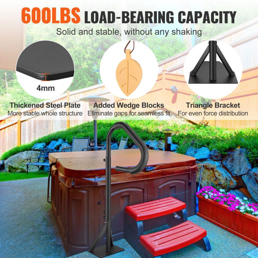 VEVOR Hot Tub Handrail Spa Side Handrail 360 Rotatable 48"-63" Adjustable Height