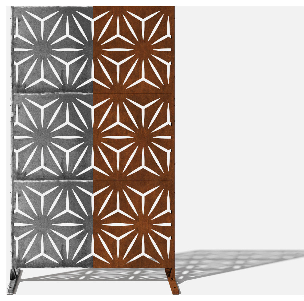 Alta Corten Steel Decorative Screen With Stand, Star