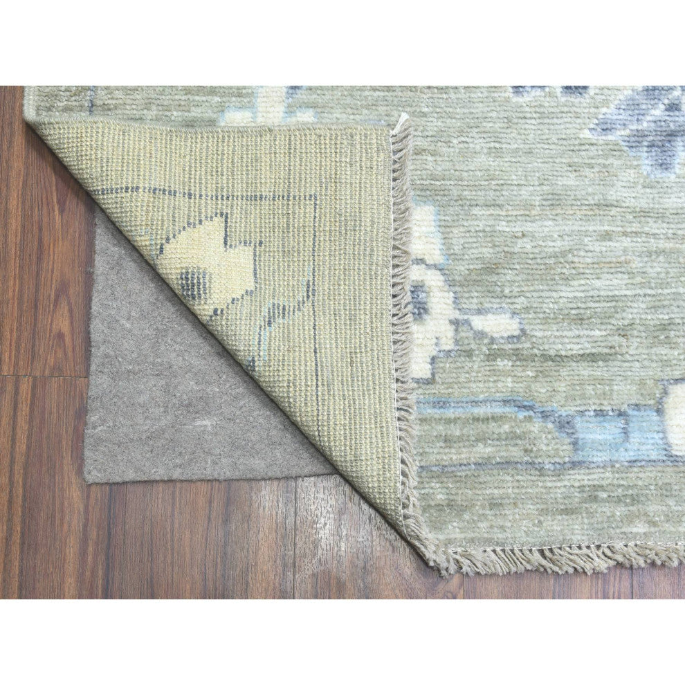 Gray Soft Wool Hand Knotted, Afghan Angora Oushak Oversize Rug, 14'0"x17'10"
