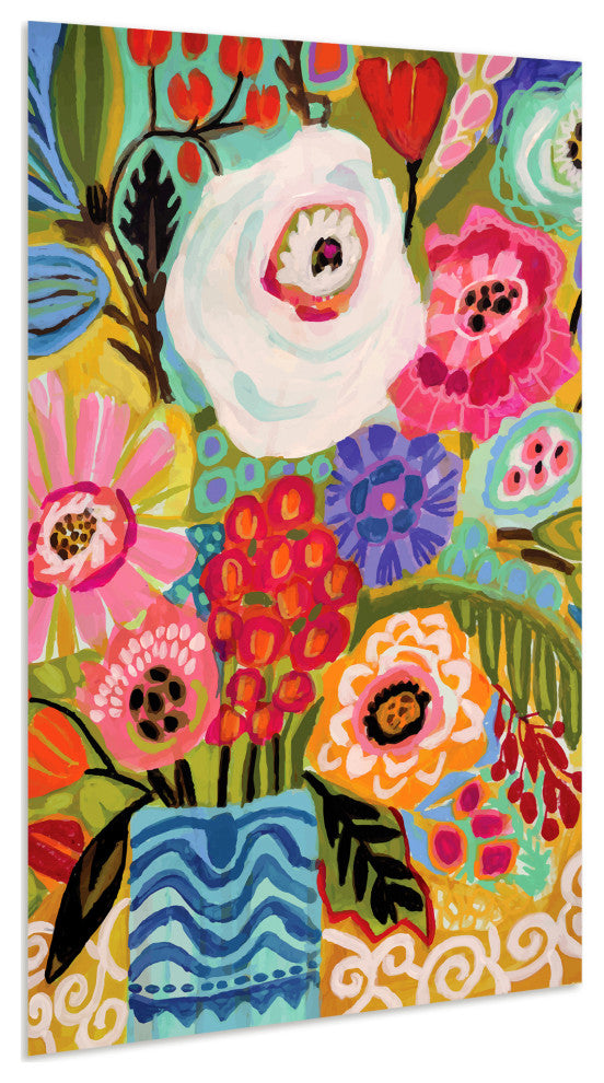 "Fresh Flowers in Vase" Glass Wall Art Free Floating Tempered Glass Print