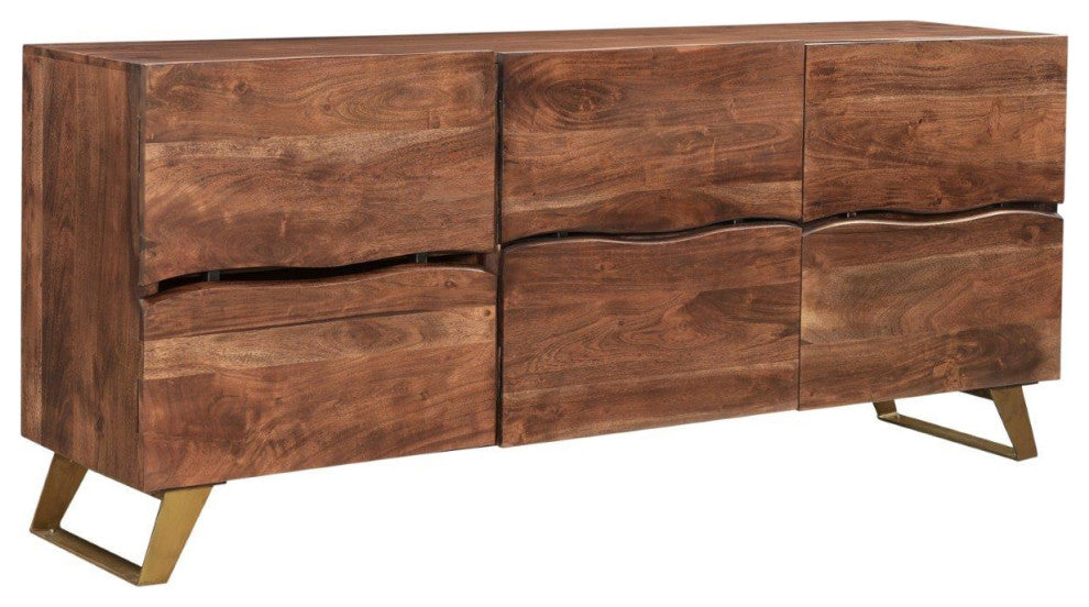 Timbergirl Seesham Live Edge Sideboard with Gold Legs