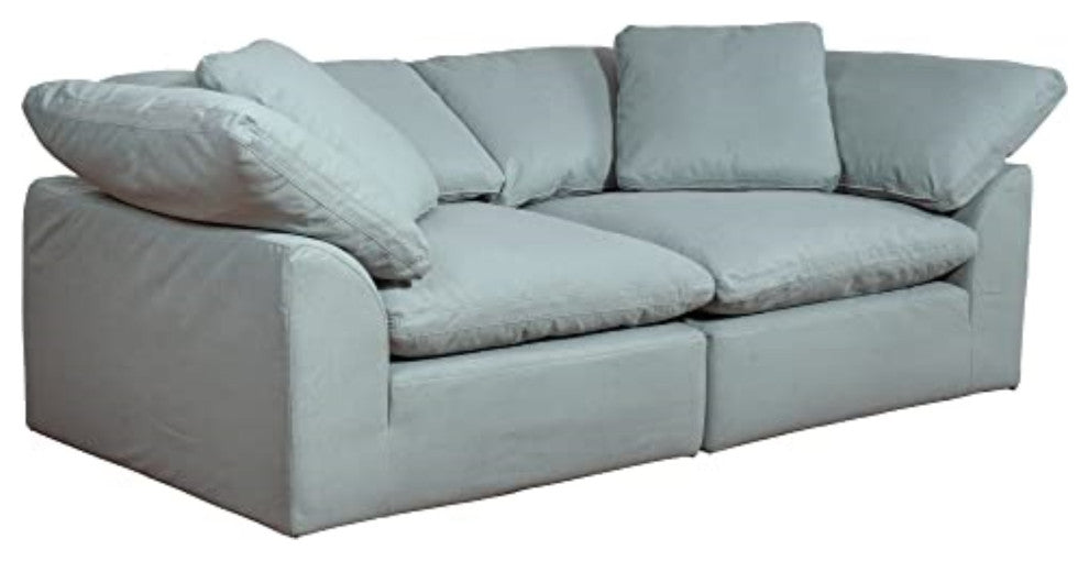 2-Piece Slip-Covered Modular Sectional Sofa, Ocean Blue