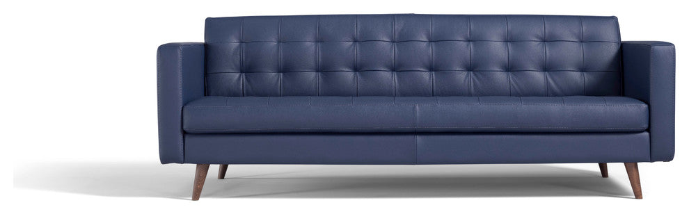 Herald Modern Sofa, Genuine Leather, Blue