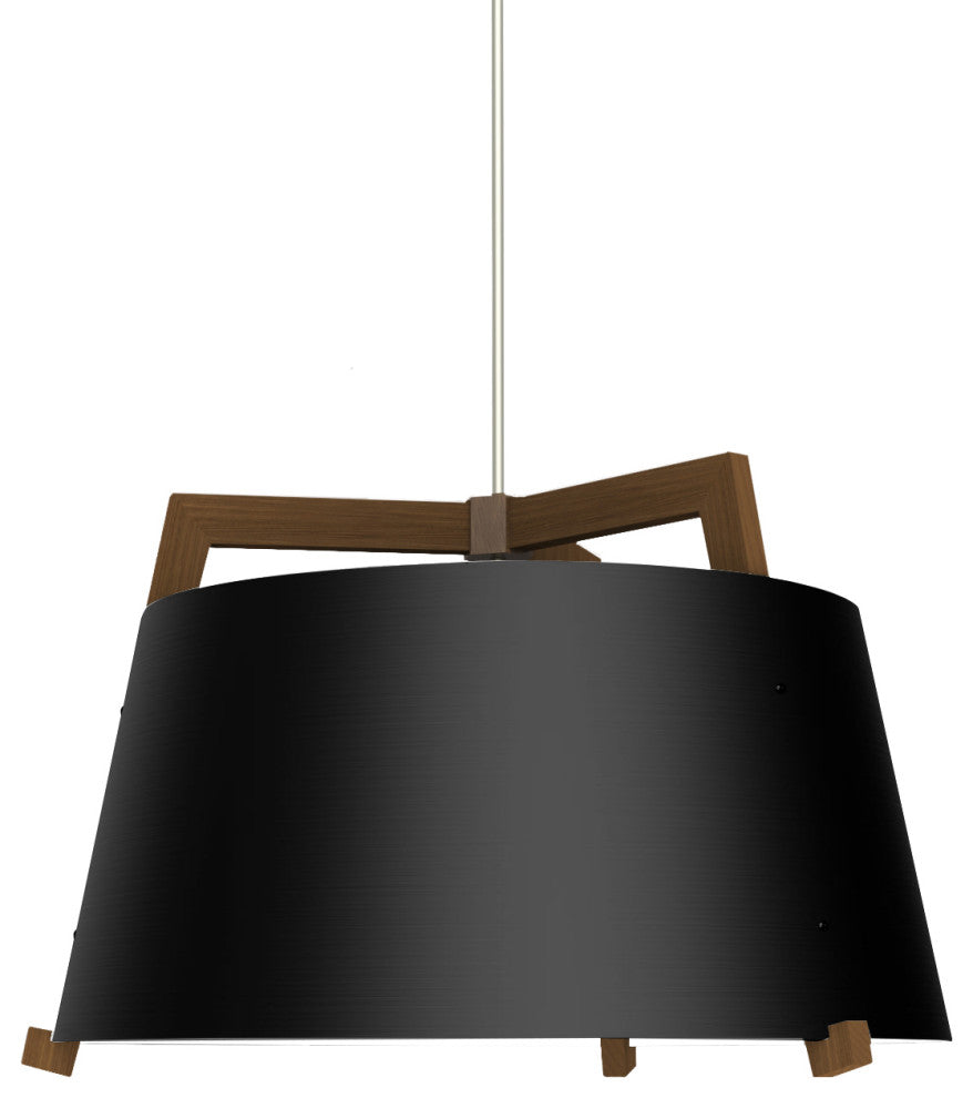 Ignis 24 Pendant, Walnut, Matte Black, With Diffuser, Incandescent