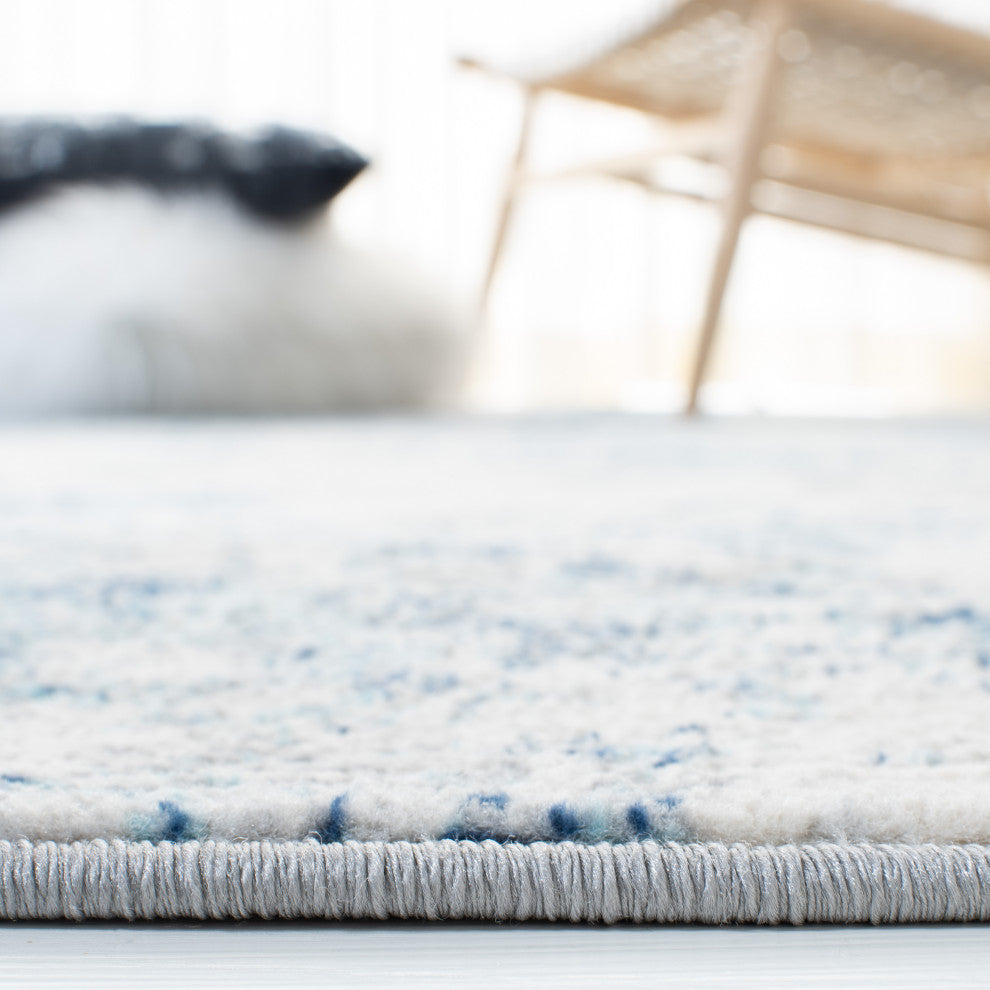 Safavieh Brentwood Bnt822B Organic and Abstract Rug, Ivory and Navy, 6'7"x6'7" Square