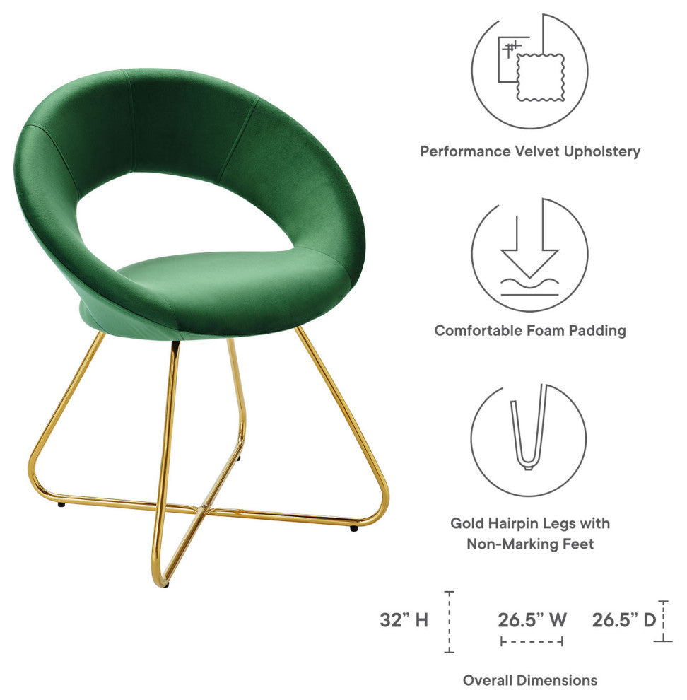 Nouvelle Performance Velvet Dining Chair Set of 2 Gold Emerald -4681
