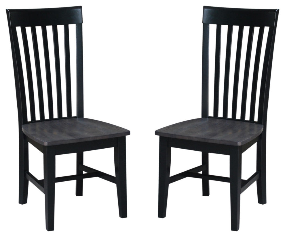 Set of Two Tall Mission Chairs, Coal-Black/Washed Black