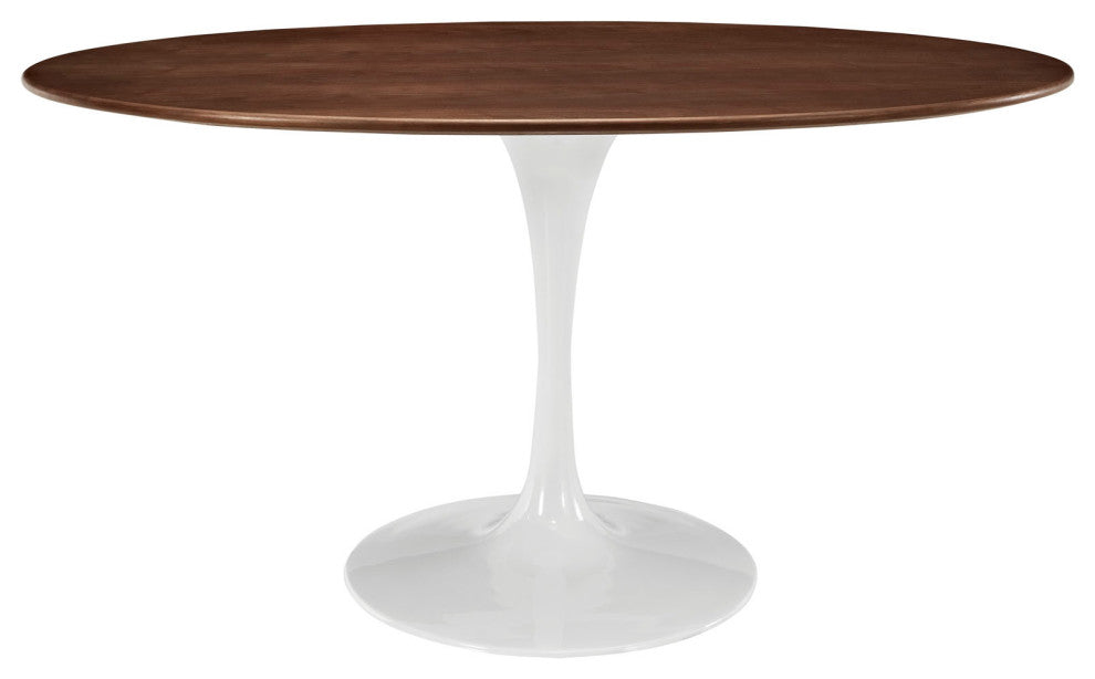 Modern Walnut Tulip 60" Oval Walnut Dining Table