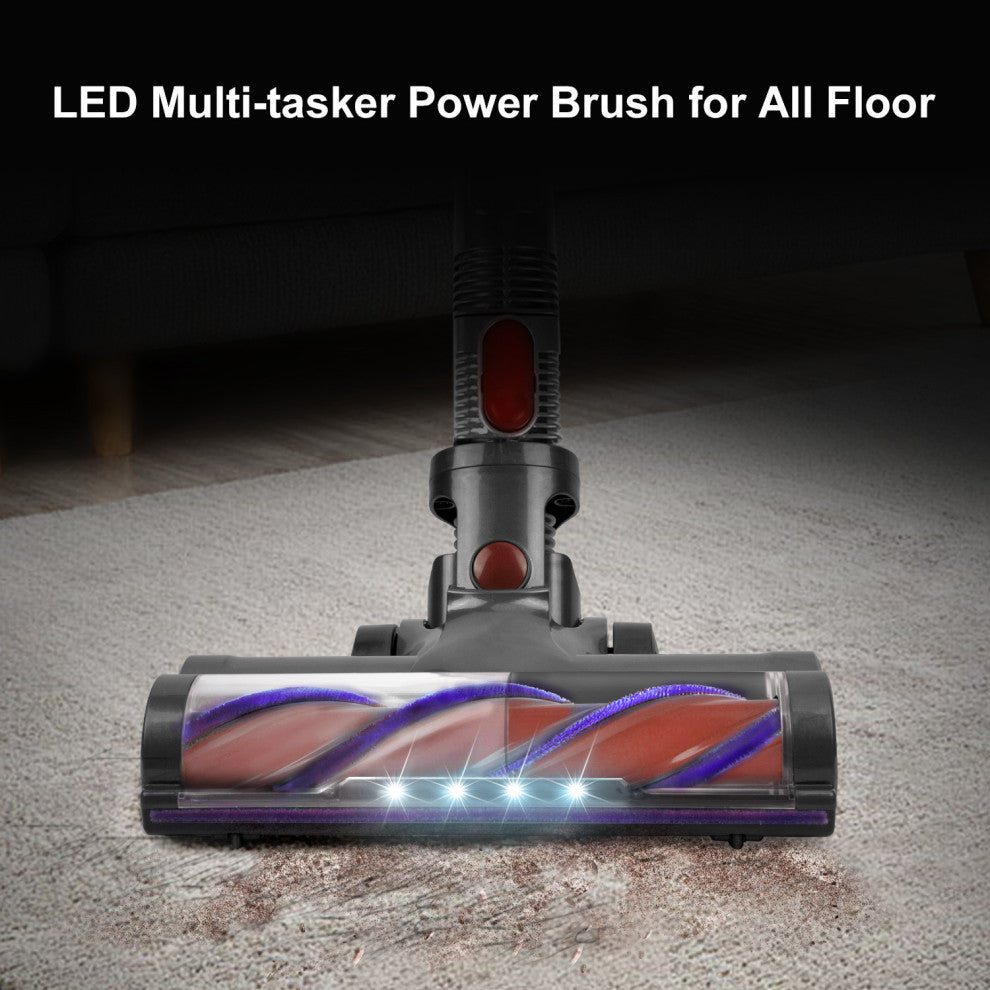 Moosoo Cordless Vacuum 4-in-1 Stick Vacuum Cleaner for Carpet Hard Floors, Red