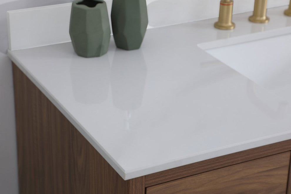 Bella 48" Bathroom Vanity, Walnut Brown With Backsplash