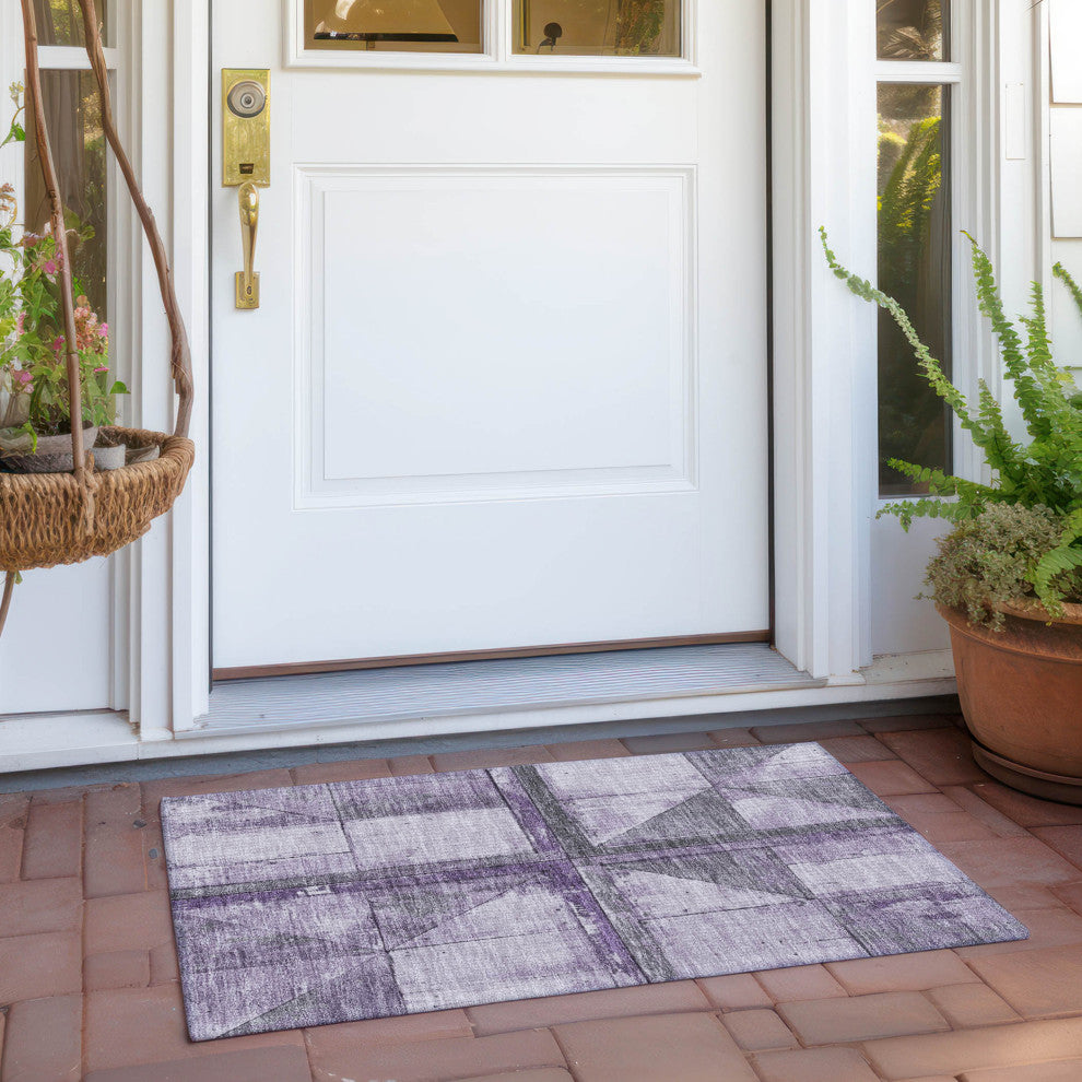 Machine Washable Indoor/Outdoor Chantille ACN1876 Purple 1'8" x 2'6" Rug