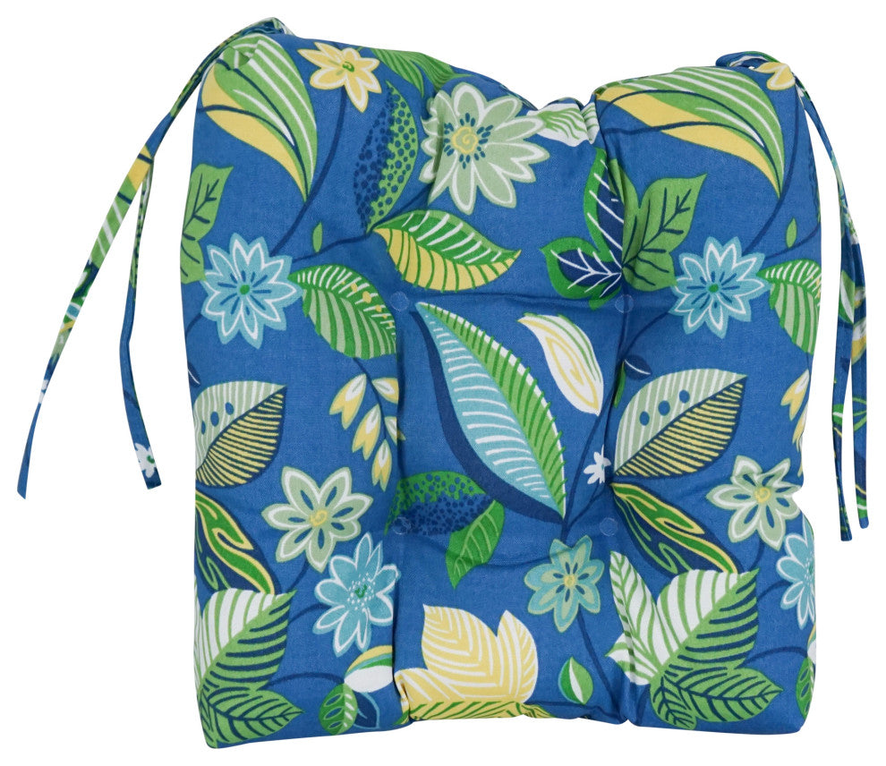 16" Patterned Outdoor Square Tufted Chair Cushions, Set of 6, Skyworks Caribbean