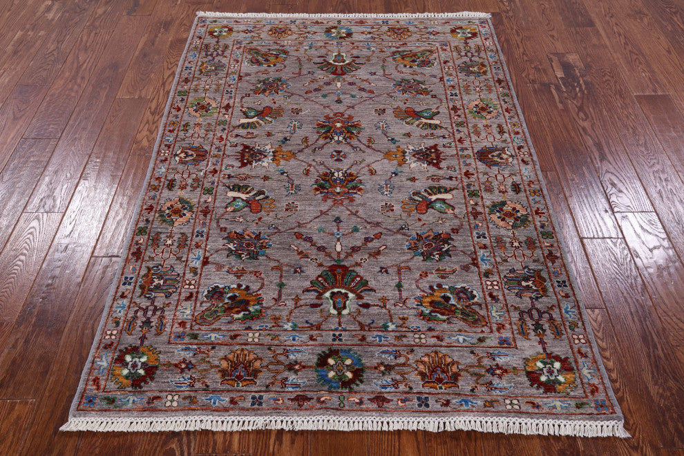 4' 2" X 5' 11" Hand-Knotted Persian Tabriz Wool Rug Q10224