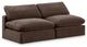Comfy Upholstered Modular Sofa, Brown, 2-Piece: 2 Armless Chair, Velvet