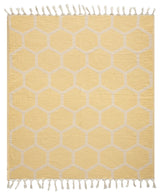 Blue/ Cream Geometric Turkish Organic Cotton Throw Blanket, Yellow