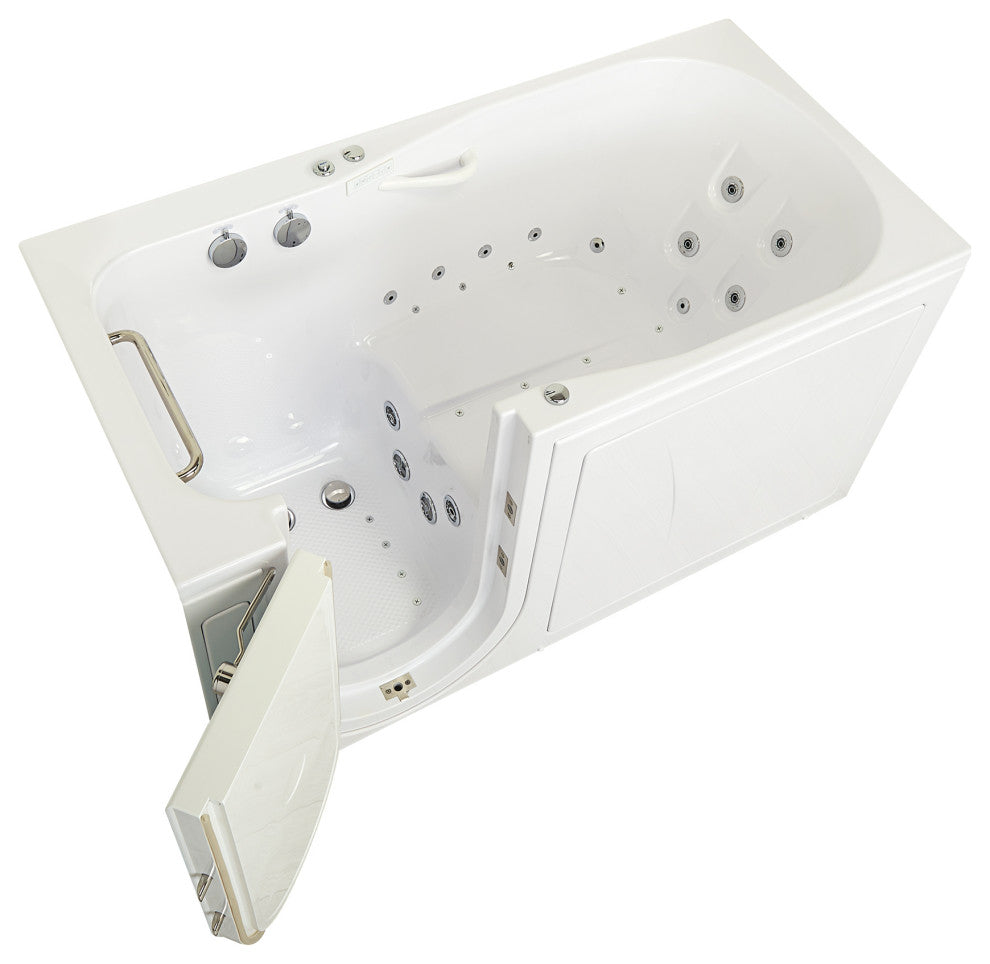 Ella Shak 36"x72" Air + Hydro + Foot Massage Walk-In tub, Outward Door, 2 Drains, No Faucet, Left Drain