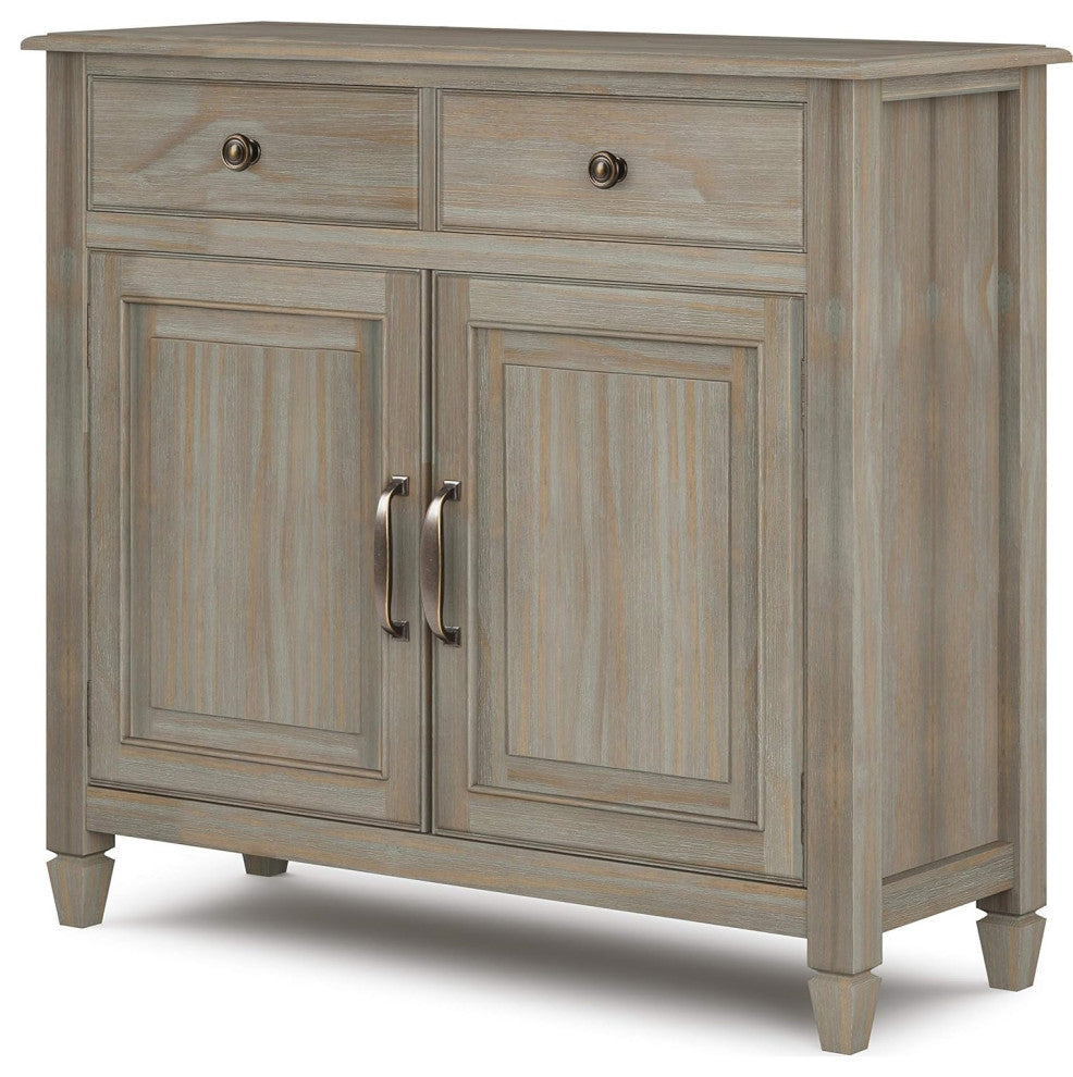 Solid Wood 40" Entryway Storage Cabinet, Drawers, Doors, Shelves, Distressed Grey
