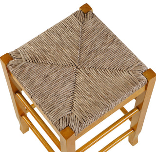 Square Rush Backless Counter Bar Stool, Oak