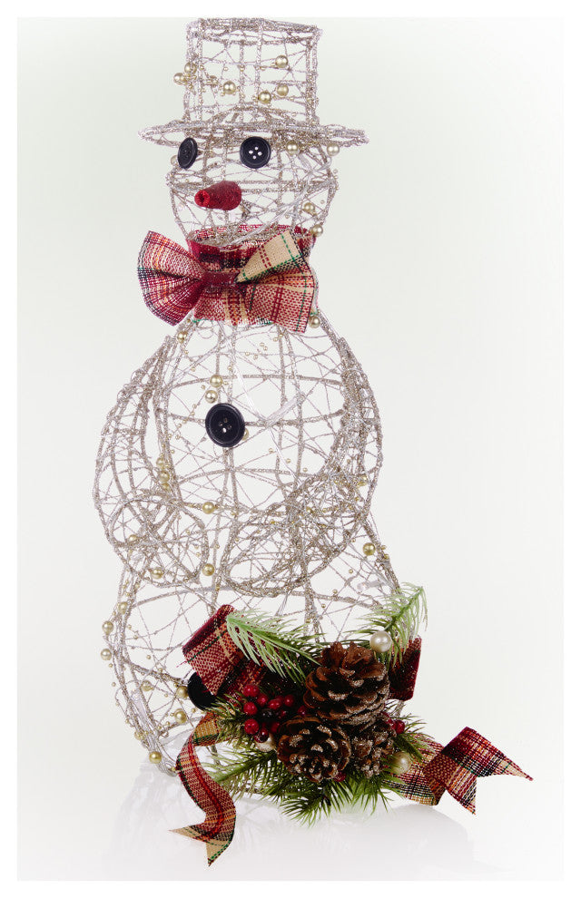 Gold Wire Snowman DÃ©cor with Warm White LED Lights, 9"l X 8"w X 18"h (Small)