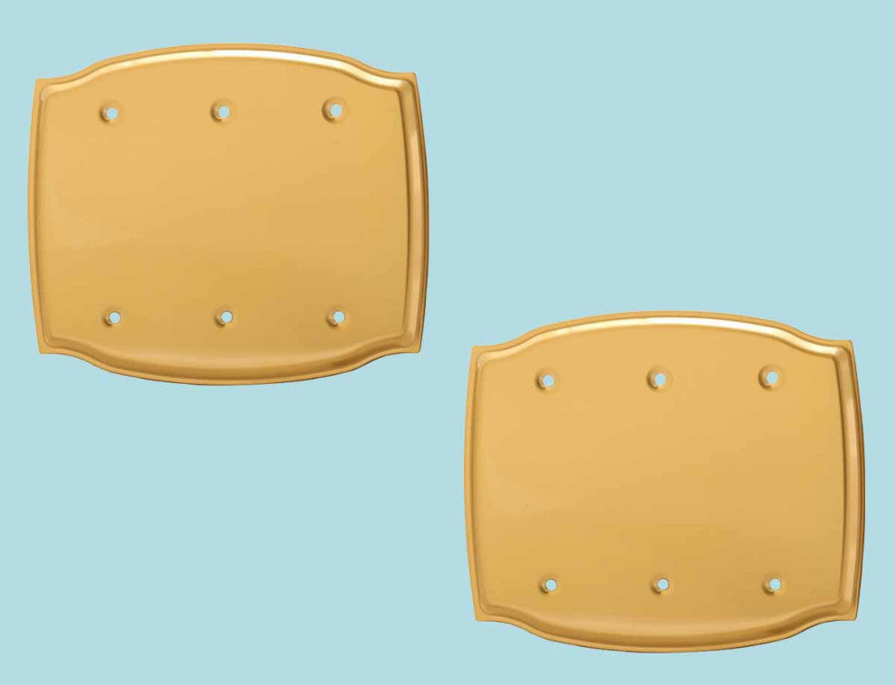 2 Switchplate Bright Solid Brass Triple Blank |