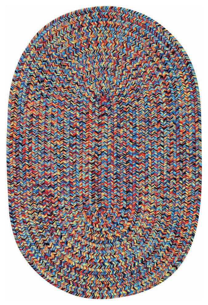 Capel Sea Pottery Bright Multi 0110_900 Braided Rugs - 7' X 9' Oval
